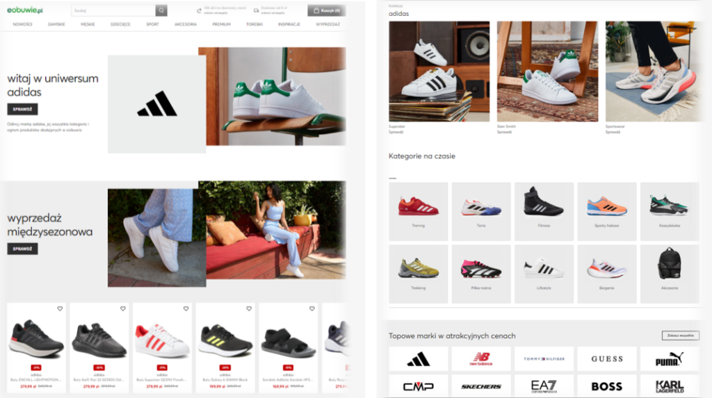 eobuwie.pl homepage takeover by adidas